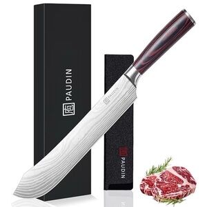 PAUDIN Butcher Knife, 10″ Bullnose Brisket Knife,Forged High Carbon German Steel